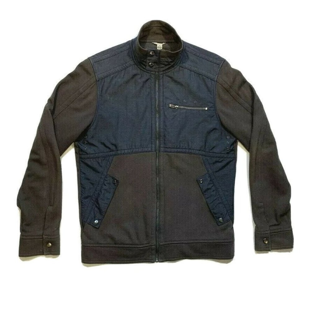 Calvin Klein Knit Jacket Fleece Lined Full Zip Snap Button Vented Cotton Nylon M